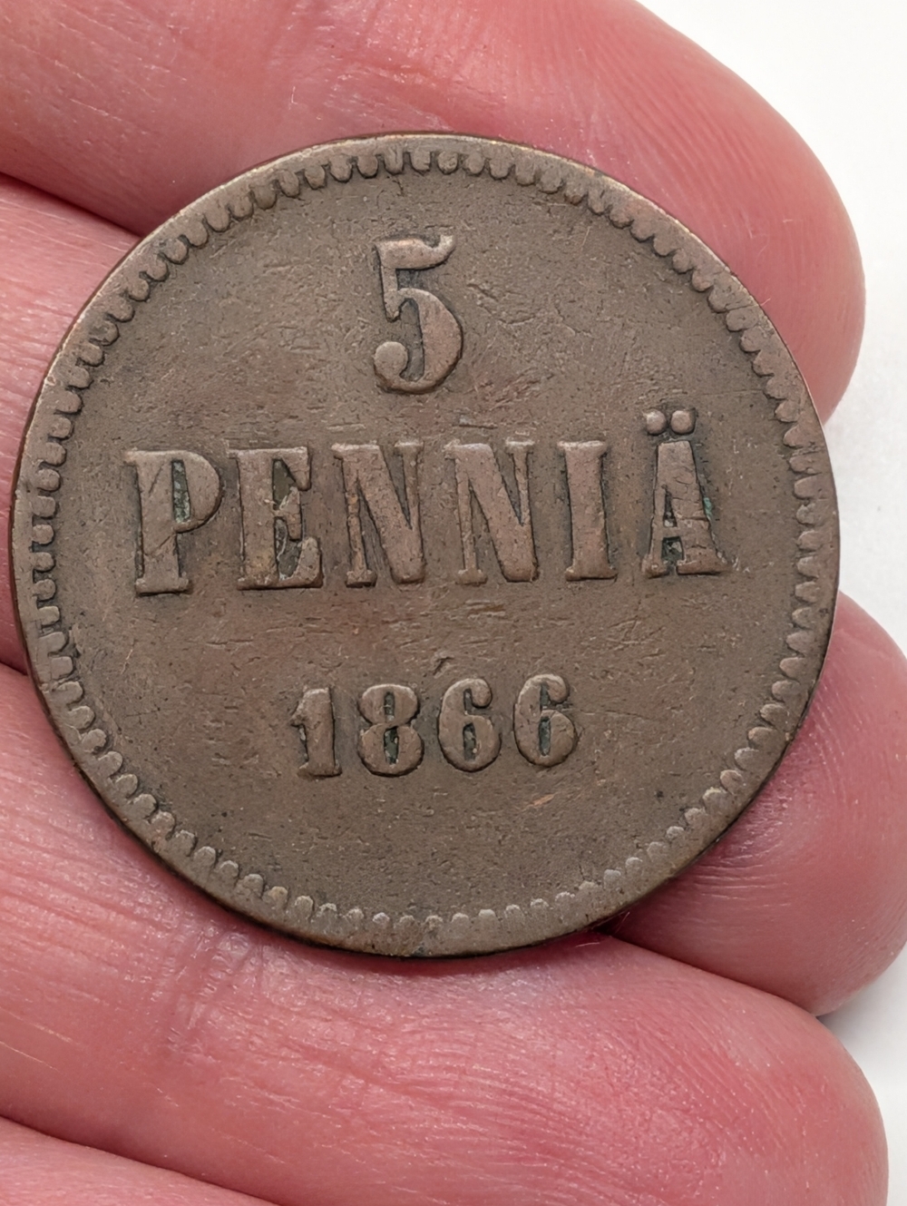 Finnish Coin 5 Pennia 1866